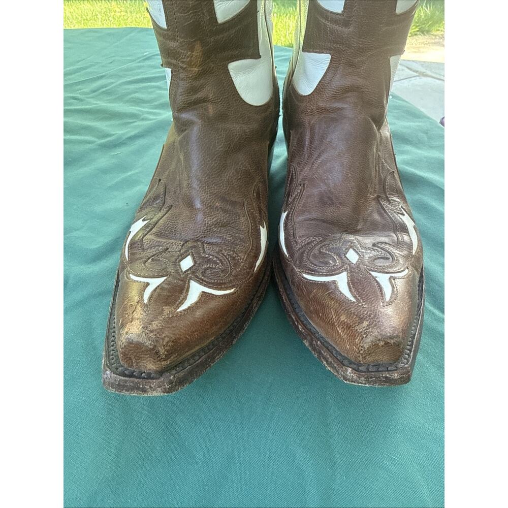 Old Gringo Brown White Leather Cowboy Boots Women’s 7.5B Handmade Western - Picture 3 of 13